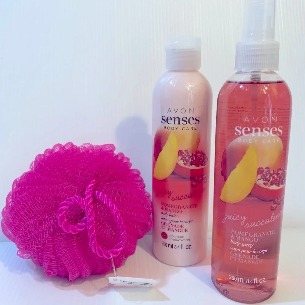 Avon Bath Set Body Care Juicy Succulence Bath & Body Pink Fruit Floral Fragrance